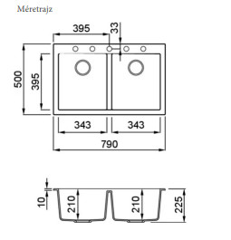 Mosogatótálca, Elleci Mosogatótálca Quadra 350 K86 Black