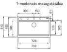 Mosogatótálca, Elleci Mosogatótálca Best 130 Workstation G62 bianco antico