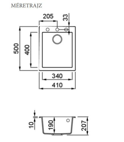 Mosogatótálca, Elleci Mosogatótálca Quadra 100 G62 bianco antico