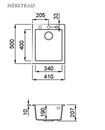 Mosogatótálca, Elleci Mosogatótálca Quadra 100 G68 bianco