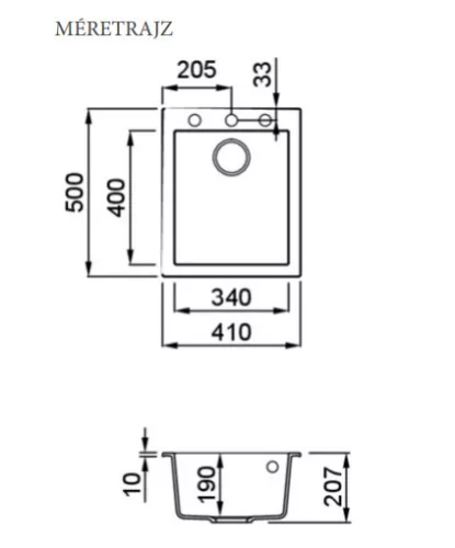 Mosogatótálca, Elleci Mosogatótálca Quadra 100 G48 cemento