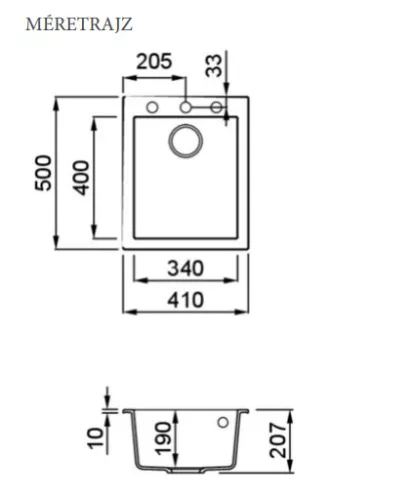 Mosogatótálca, Elleci Mosogatótálca Quadra 100 K86 Black