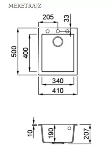 Mosogatótálca, Elleci Mosogatótálca Quadra 100 K95 Champagne