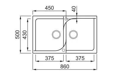 Mosogatótálca, Elleci Mosogatótálca Ego 450 G40 nero