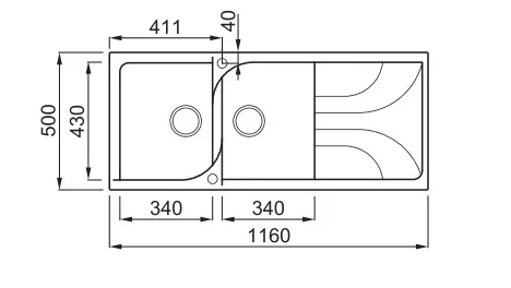 Mosogatótálca, Elleci Mosogatótálca Ego 500 G43 tortora