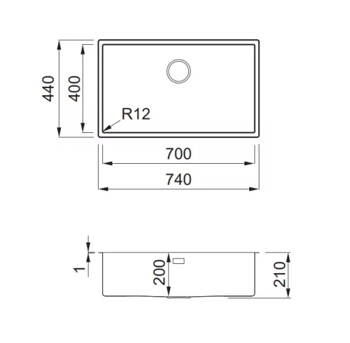 Mosogatótálca, Elleci Mosogatótálca Esprit 700 inox