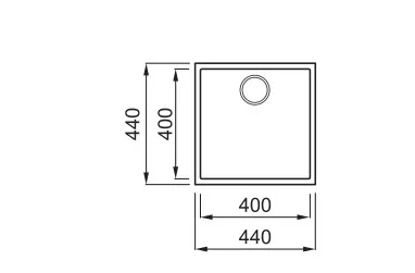 Mosogatótálca, Elleci Mosogatótálca Quadra 102 UM aláépíthető 44x44 Granitek 1m. Bianco G68