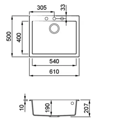 Mosogatótálca, Elleci Mosogatótálca Quadra 110 G62 bianco antico