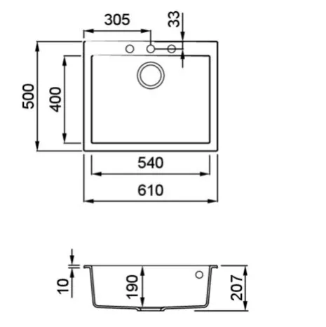 Mosogatótálca, Elleci Mosogatótálca Quadra 110 G68 bianco