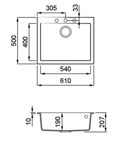 Mosogatótálca, Elleci Mosogatótálca Quadra 110 G40 nero