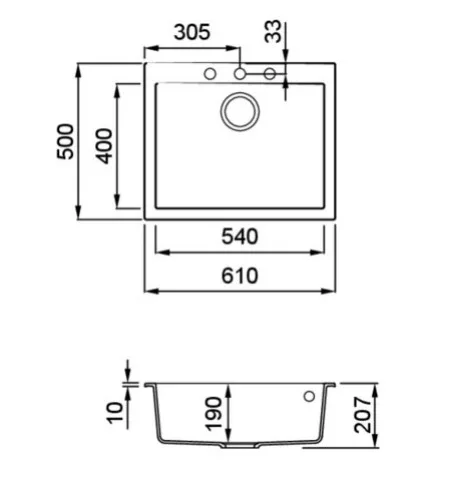 Mosogatótálca, Elleci Mosogatótálca Quadra 110 K95 Champagne
