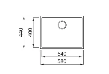 Mosogatótálca, Elleci Mosogatótálca Quadra 110 G40 nero munkalap alá szerelhető