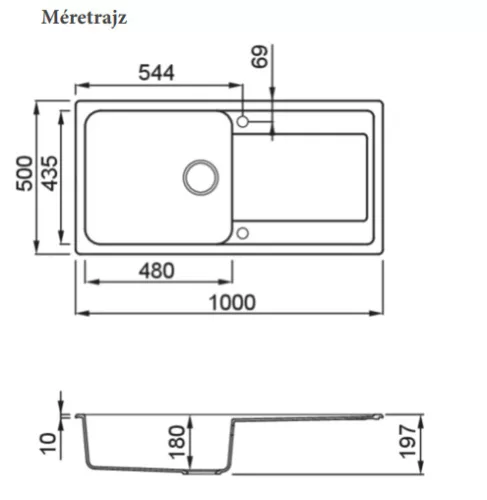 Mosogatótálca, Elleci Mosogatótálca Life 480 G62 Bianco Antico