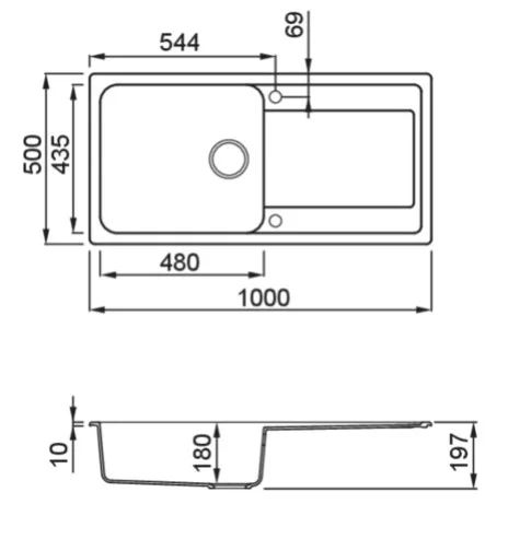 Mosogatótálca, Elleci Mosogatótálca Life 480 G48 Cemento