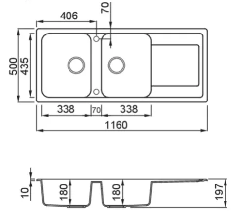 Mosogatótálca, Elleci Mosogatótálca Life 500 G40 Nero
