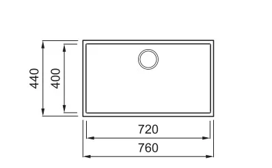 Mosogatótálca, Elleci Mosogatótálca Quadra 130 M79 aluminium munkalap alá szerelhető
