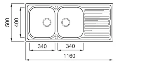 Mosogatótálca, Elleci Mosogatótálca Sky 500 SX inox medence bal oldalt