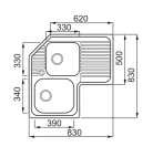 Mosogatótálca, Elleci Mosogatótálca Sky CORNER DX inox medence jobb oldalt