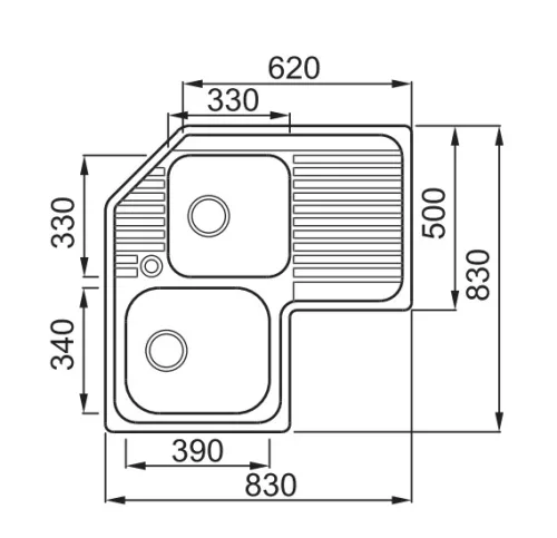 Mosogatótálca, Elleci Mosogatótálca Sky CORNER DX inox medence jobb oldalt