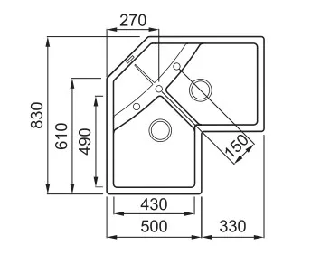 Mosogatótálca, Elleci Mosogatótálca Unico CORNER sarok M79 aluminium