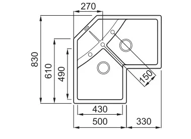 Mosogatótálca, Elleci Mosogatótálca Unico CORNER sarok G62 bianco antico