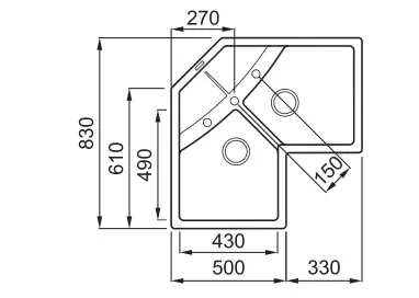 Mosogatótálca, Elleci Mosogatótálca Unico corner sarok G68 Bianco