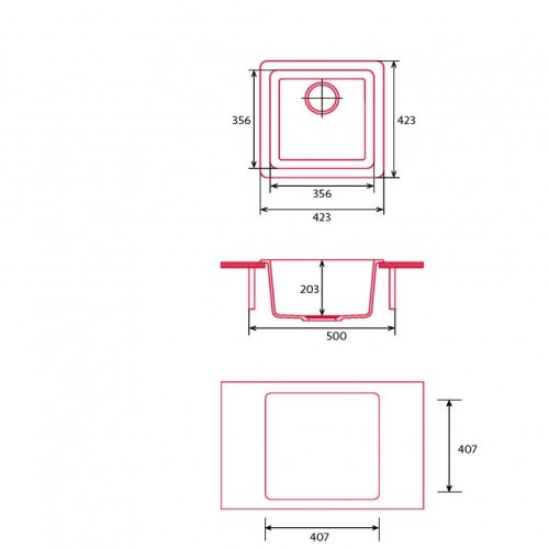 Mosogatótálca, Nodor Mosogatótálca NorGranite 40.40 1B BK fekete