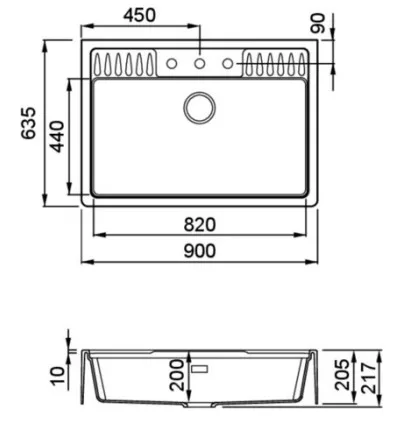 Mosogatótálca, Elleci Mosogatótálca Spazio 900 K95 Champagne