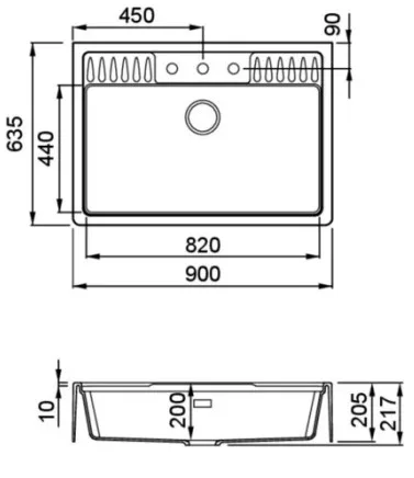 Mosogatótálca, Elleci Mosogatótálca Spazio 900 K96 White