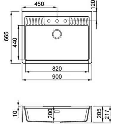 Mosogatótálca, Elleci Mosogatótálca Spazio 900 EXTRA K95 Champagne
