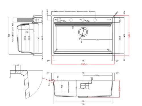 Mosogatótálca, Elleci Mosogatótálca Best-F 130 Workstation K86 Black