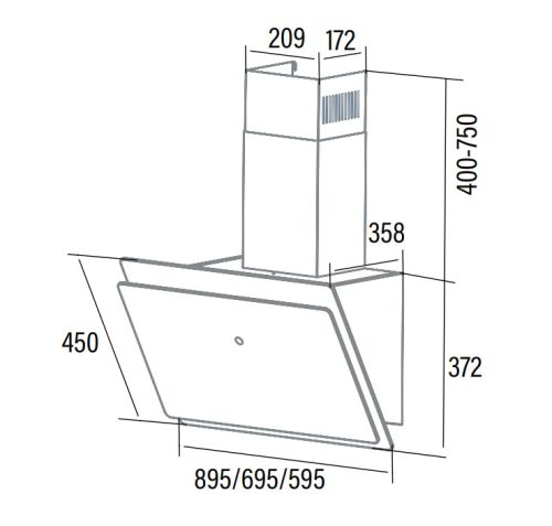 Páraelszívó, Cata Páraelszívó WANDA 600 XGBK fekete
