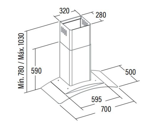 Páraelszívó, Cata Páraelszívó GAMMA GLASS 700 GX/E inox LED