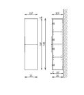Fali szekrény, Tboss Quarto F140 2A kiegészítőszekrény, balos, króm fogantyúval