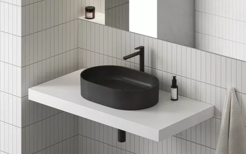 Mosdó, Ravak Mosdó Ceramic 550 O Slim kerámia, matt fekete XJX0D155000
