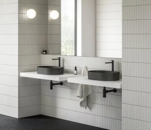 Mosdó, Ravak Mosdó Ceramic 550 O Slim kerámia, matt fekete XJX0D155000