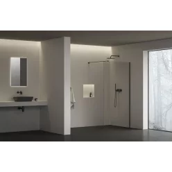   Walk-in, Ravak Walk In Wall Air-90 Fekete +Transparent, merevítővel GW9W70300Z1C