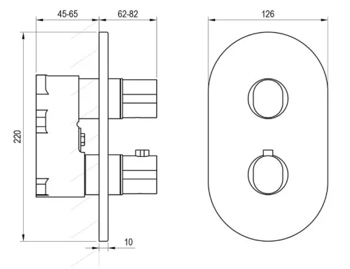 Falba süllyesztett csaptelep, Ravak Chrome II CR II 063.00CR.O2.RB071, termosztátos, belső egység