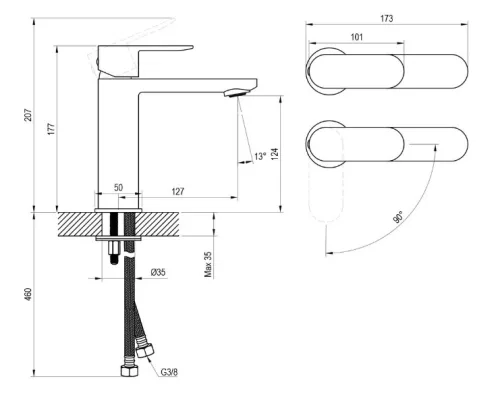 Mosdó csaptelep, Ravak Chrome II BeCool CR II 014.21BL, X070460, fekete