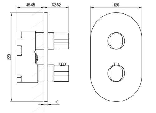 Falba süllyesztett csaptelep, Ravak Chrome II CR II 063.20BL.O2.RB071 , termosztátos, belső egysé