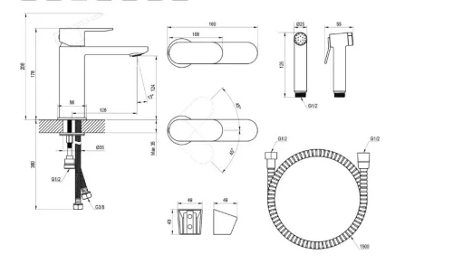 Mosdó csaptelep, Ravak Chrome II CR II 112.20BL bidé zuhannyal, X070462