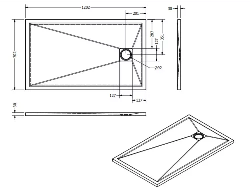 Zuhanytálca, West Zara 70x120 cm, gris