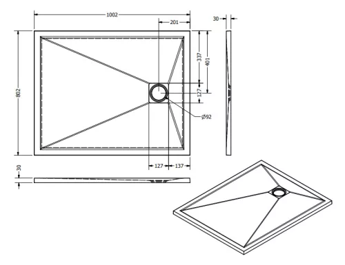 Zuhanytálca, West Zara 80x100 cm, gris