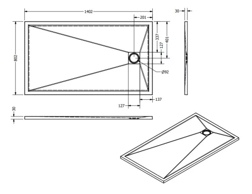 Zuhanytálca, West Zara 80x140 cm, gris