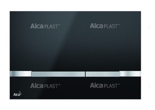 Öblítőtartály nyomólap, Alca nyomólap fekete STRIPE-BLACK