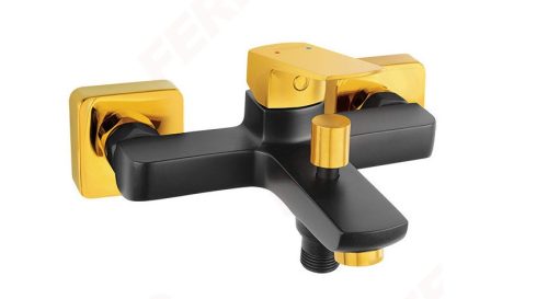 Kádtöltő csaptelep, Ferro Vitto Verdeline Black/Gold BVI1VLBLG kádcsaptelep, fekete-arany