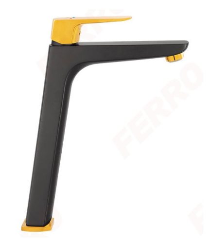 Mosdó csaptelep, Ferro Vitto Verdeline Black/Gold BVI2LVLBLG magasított mosdó csaptelep, fekete-a