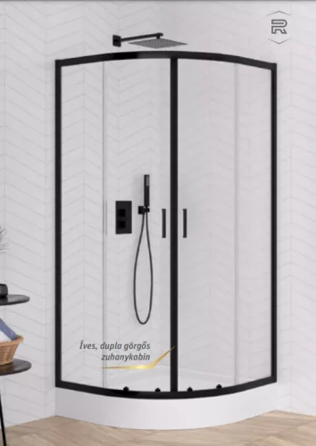 Zuhanykabin, Roltechnik New Trendy - Suvia Black 80x80 K-3562/K-5115, íves zuhanykabin