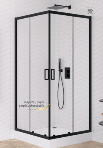 Zuhanykabin, Roltechnik New Trendy - Suvia Black 90x90 K-3565, szögletes zuhanykabin