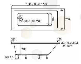 Kád, Roltechnik EasyBath Standard 150x70 RT1-15070